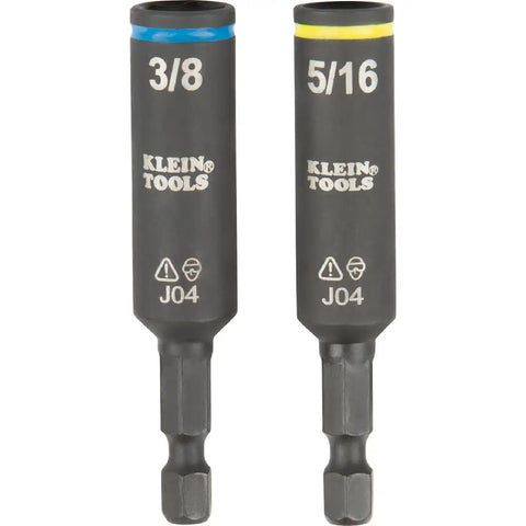 3/8 and 5/16 power nut drivers from 11-In-1 Ratcheting Screwdriver And Nut Driver Kit With Impact Rating, close-up view.
