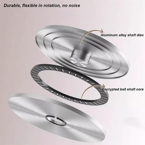 Exploded view of Go-To Heavy-Duty Glass Lazy Susan Turntable for Dining Tables showing components like aluminum alloy disc.