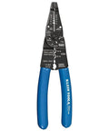 8 Inch Long Nose Wire Cutter Multi Tool With Wire Stripper And Crimper For Electricians, blue handles, Made In USA