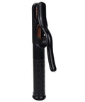 Black welding electrode holder with copper clamp on white background