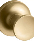 Purist 24-Inch Double Towel Bar in Vibrant Brushed Moderne Brass end cap detail, solid brass construction.