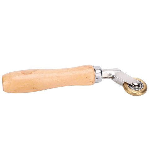Wooden-handle steel seam roller with brass wheel for single-ply roofing membranes