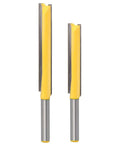Heavy Duty Straight Router Bits For Fast Wood Trimming Double Flute Solid Steel Quarter Inch Shank, two sizes for woodworking.