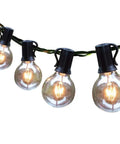 Outdoor String Lights 50Ft With 55 G40 Globe Bulbs Connectable string lights with black wire and warm white glow