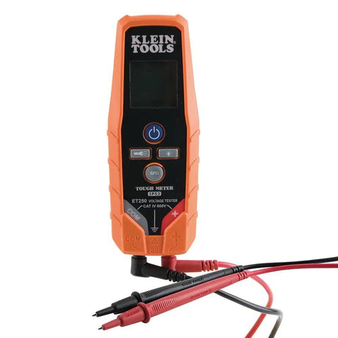 ET250 Voltage Meter And AC/DC Tester Digital Multimeter For Low Voltage Work With Auto On, Backlit LCD, Test Leads Shown