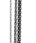 HCH 2 15 Steel Manual Chain Hoist 15 Ft Lift 2000 Lb Capacity Orange, showcasing stamped steel housing and dual chains hanging down.