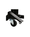 Close-up of the caster wheel and locking mechanism on the Heavy Duty Planer Stand With Smooth Rolling Mobile Base.