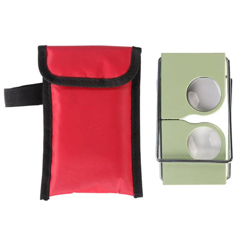 Wearable 4X Pocket Stereoscope With Adjustable 55-75 Mm Lens Distance, Ultra Lightweight Microscope For Field Examiners, Surveyors, Engineers And Architects, Durable Portable Magnifier For On-The-Go Inspections, with red case