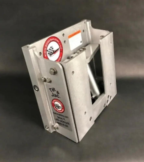 Patented Versatile Combo Tilt Trim And Jack Plate Featuring Hydraulic Remote Pump For Heavy Duty Boat Setup, metal construction, side view.