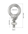 Heavy Duty Stainless Steel Eye Bolts Set, M3x9 Threaded Eye Bolts 1/8 x 7/20 Inches, Shoulder Ring With Nuts And Washers shown