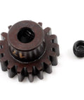 17T M5 Pinion Gear MOD1 5mm Bore With Set Screw For 1 To 10 RC Cars And Trucks, close-up of steel gear and screw