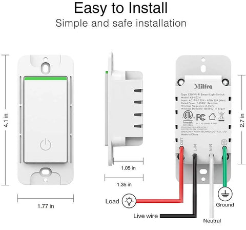 Two Gang WiFi Smart Light Switch With Alexa And Google Assistant Voice Control Wireless Control For Single Pole Circuits image