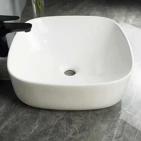 USZWBY Vessel Sinks Bathroom Vessel Sink Household Small Space Ceramic Wash Basin Desktop Art Bathroom Bowl Sink, top view on granite countertop.