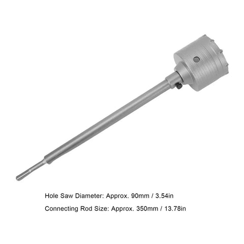 Heavy Duty Aramox 90Mm Concrete Hole Saw Kit With Tungsten Carbide Tip And Long Connecting Rod For Crushing Brick Cement Walls Plus AC Piping Jobs, 90mm rod