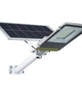 Solar Powered Led Floodlight With Remote And Adjustable Bracket Delivers Kickass Outdoor Security Glow, mounted with solar panel.