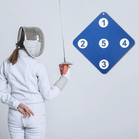 Fencer using Two Piece Rubber Fencing Targets Wall Mounted Weatherproof Practice Targets for Fencing and Archery Blue Color Built Tough
