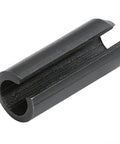 Close-up of a slotted hollow dowel pin from Roll Pins Assortment Kit Slotted Hollow Dowel Pins 450 Pcs For Auto Mechanical Workshop Pro Grade Gearhead Approved Repairs Durable Spring Steel With Black Oxide Finish