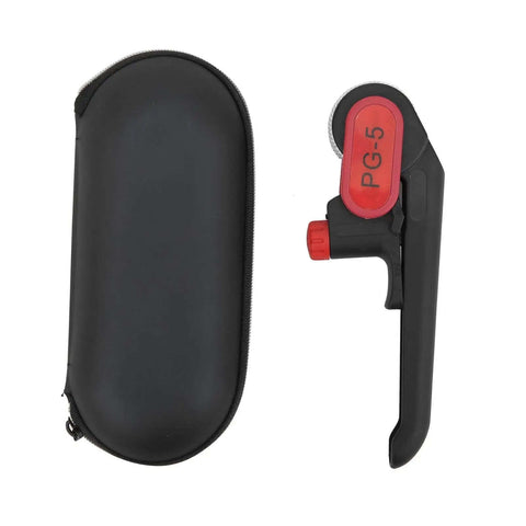 RouPG-5 Manual Cable Stripper With Replaceable Blades next to black carrying case, tool for round cables 25mm diameter or more