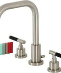 Kaiser Widespread Bathroom Faucet With Pop Up Drain In Brushed Nickel, Solid Brass Build, Ceramic Cartridge For Smooth Flow, Deck Mount