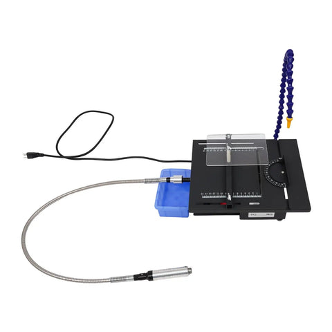 Reliable 110V Gem Lapidary Table Saw With Bench Polisher And Lathe Mini Diy Grinder setup with flexible arm attachment