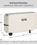 Three Shelf Pizza Oven Table With Stainless Top And Rolling Outdoor Grill Cart Waterproof Cover dimensions illustration