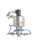 Heavy Duty Sanitary Stainless Steel SS316L Pneumatic Water Shutoff Valve With External Cleaning Anti Mixing Design Hygienic And Easy Maintenance For Clean Water Lines And Industrial Plumbing, stainless valve shown with pneumatic actuator