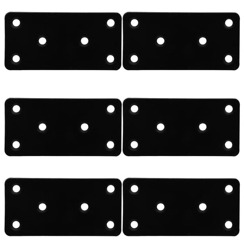 Six Pack Mending Plates 1.57 by 3.15 Inch Black Stainless Steel Flat Brackets for Wood Furniture Shelves
