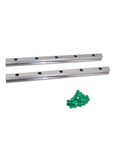 Snag These Slick HGR20 Linear Guide Rails And Sliders Two Piece Set One Meter Long High Precision Build with green spacers.