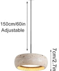 Modern Dome Yellow Travertine Pendant Light, 20cm adjustable diameter, Nordic natural stone hanging lamp for kitchens.