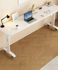 Smooth Rolling Height Adjustable Laptop Desk On Wheels For Home Office And Bedside Setup Ergonomic Portable Standing Workstation with white surface.