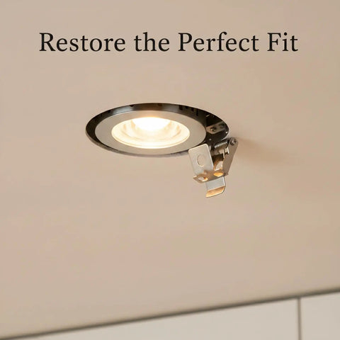 Silver PP Plastic Downlight Spring Clips for Recessed Lighting Trim Retention - Replacement Parts for Ceiling Fixtures installed in a ceiling.