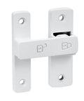 Heavy Duty Barn Door Latches, 180 Degree Swing Gate Lock in matte white finish, solid zinc alloy, secure sliding door hardware.
