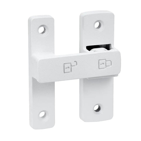 Heavy Duty Barn Door Latches, 180 Degree Swing Gate Lock in matte white finish, solid zinc alloy, secure sliding door hardware.