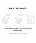 Diagram of Red Polyurethane Plate Caster Wheel With Brake, Heavy Duty Swivel Replacement For Industrial Hand Trucks And Carts dimensions.