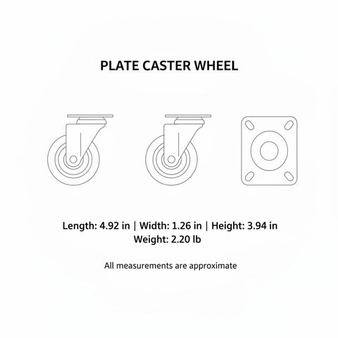 Diagram of Red Polyurethane Plate Caster Wheel With Brake, Heavy Duty Swivel Replacement For Industrial Hand Trucks And Carts dimensions.