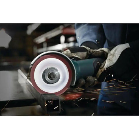 MetalMax 4 1/2 Inch Segmented Rim Diamond Cutting Wheel For Metal 7/8 Inch Arbor 13,200 Max RPM in use on angle grinder