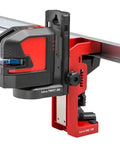 Knockout Green Beam Cross Line Laser Level For Hella Visible Layout Marks And Super Sharp Wall Grids With Effortless Drywall Tiling Setup On Tough Jobs mounted on a metal track.