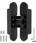Black Invisible Door Hinge With 180 Degree Swing Heavy Duty Concealed Hinge Supports Up To 135lb Three Way Adjustable