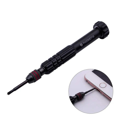 Dudes Totally Vouch For This Slick Four In One Cell Phone Repair Tool Kit Packed With Precision Screwdriver Suction Cup Plier And Dual Hinged Blade Opener For No Sweat Lcd Screen Fixes - close-up of precision screwdriver tool.