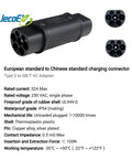 Heavy Duty EV Charger Adapter Type Two To GBT Connector For Chinese Electric Vehicles 32 Amp showing detailed specifications and connectors.
