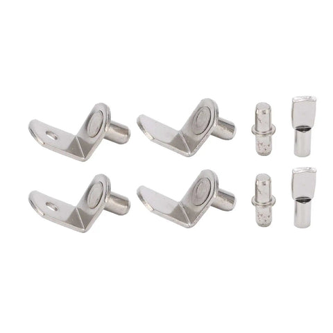 113 Piece Shelf Pins Kit With Four Styles L Shaped And Cylindrical Plated Pegs 5mm Hole metal pins visible