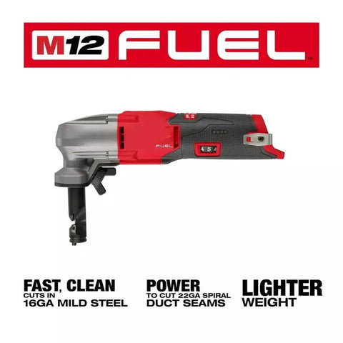 16 Gauge Speed Nibbler For M12 FUEL 12V Cordless Metal Cutter With Starter Kit in front view against white background.