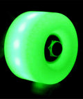 Lit Up Quad Roller Skate Wheels With ABEC Nine Bearings 32mm By 58mm Durable Durathane glowing green wheel