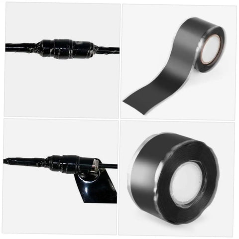 3 Pack Pipe Repair Tape Sealant Self Adhesive Duct Tape For Outdoor Use Black Leak Stop For Pipes Plumbing Repair Kit Durable Weatherproof Sealing Tape Pro Grade For Hoses Joints Leaks And Diy Fixes shown applied on pipe and in rolls