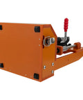 PCBA Test Stand For DIY Projects With 3 Acrylic Boards And Bakelite Fixture, PCB Test Jig And Test Rack, side view of orange frame