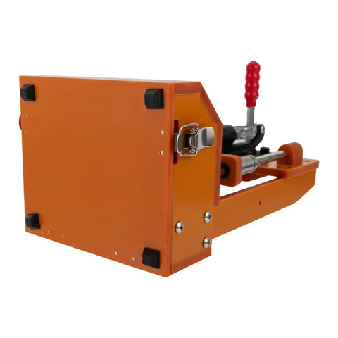 PCBA Test Stand For DIY Projects With 3 Acrylic Boards And Bakelite Fixture, PCB Test Jig And Test Rack, side view of orange frame
