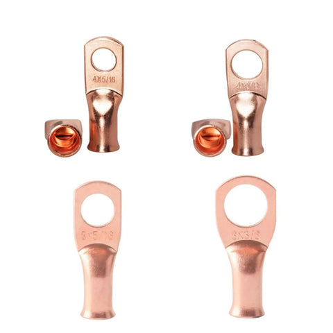 Solid 30 Piece Copper Battery Wire Lug Kit With 4 AWG To 8 Gauge Range For Heavy Duty Crimp Terminals And Ring Connectors That Fit Perfectly Under The Hood For Any Rig Or Ride, 4/8 AWG copper lugs
