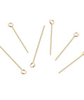 18K Real Gold Plated Eye Pins 21 Gauge 30mm Long, 100 Pack For DIY Jewelry Making, Beading Findings, Durable Craft Supply, Smooth Shine, Tarnish Resistant, Perfect For Earrings And Pendants, gold eye pins on white