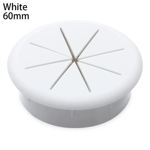 Heavy Duty 20 Piece Desk Cable Grommet Kit With Rubber Ring Inserts For Furniture Wire Hole Covers To Keep Cords Tidy Organized And Clutter Free, white 60mm ABS