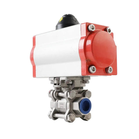 Half Inch Pneumatic Ball Valve Actuator In Stainless Steel Three Piece Double Acting With Air Return Automatic Control System